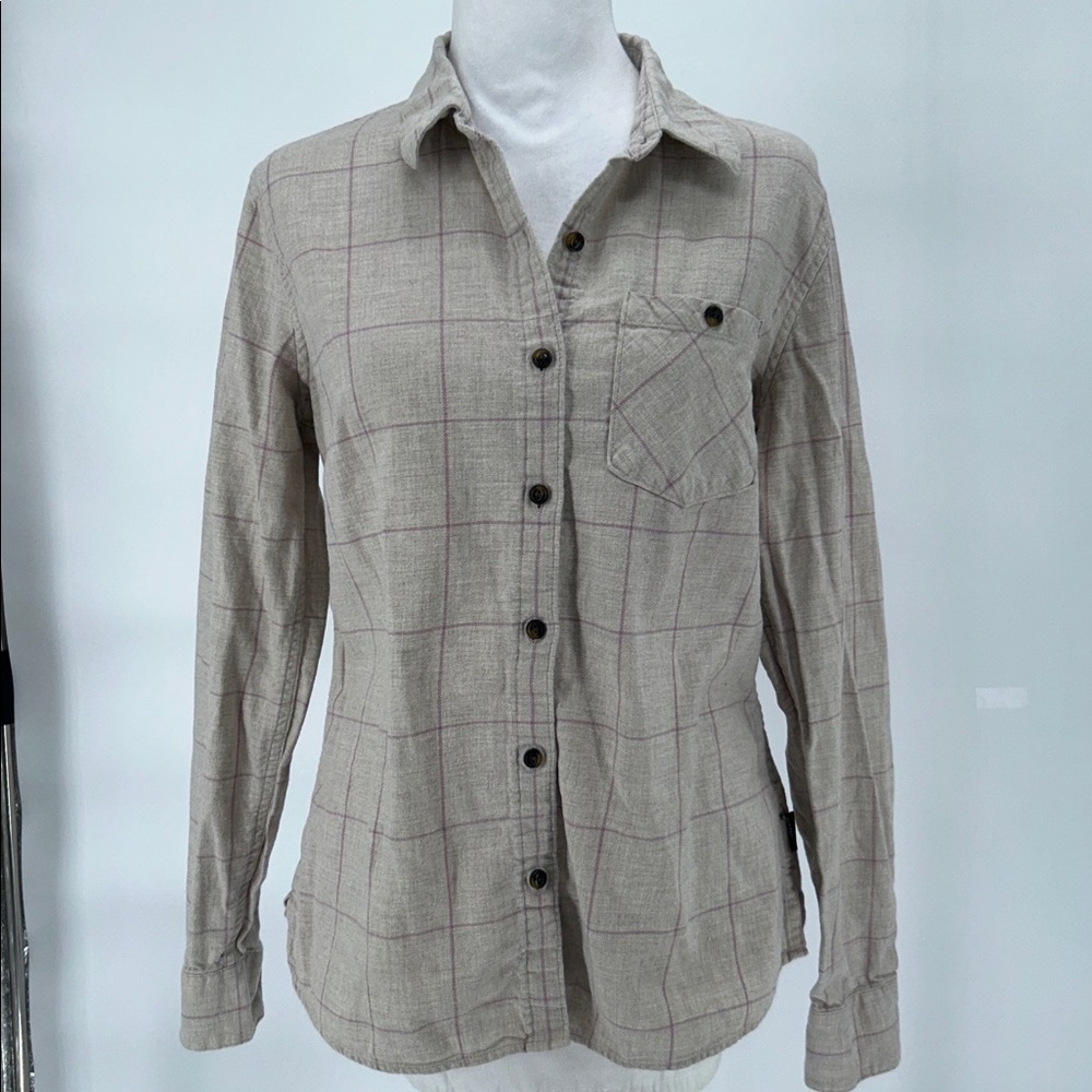 Patagonia Gray and Pink Organic Cotton Shirt Worn W's Heywood Flannel Shirt SZ 6 - Picture 3 of 10